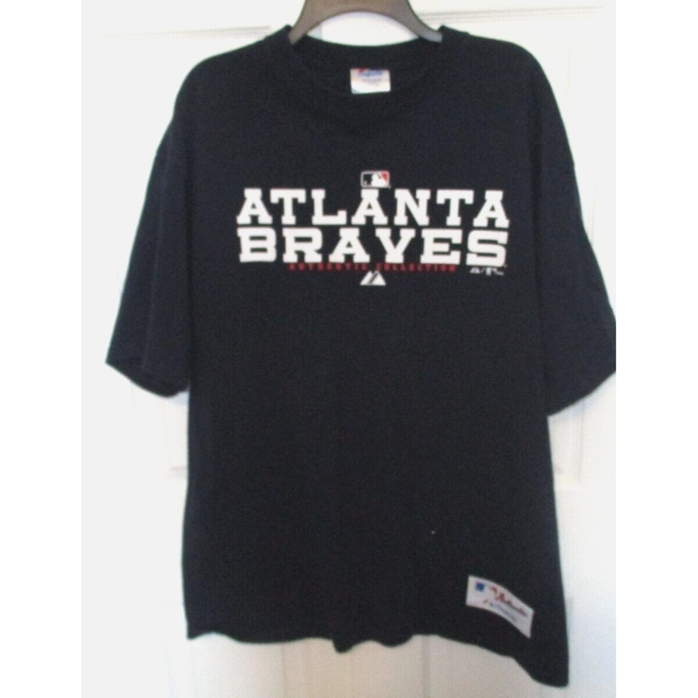 MLB Atlanta Braves Baseball Adult L Majestic Authentic Collection Blue T-Shirt